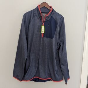 NEW Men's Crown & Ivy Golf Popover XL Blue Coral Piping
